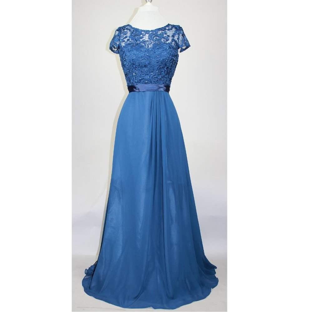 Women's Formal top Lace Embroidery Mother of bride beaded Long Evening dress - Picture 3 of 6
